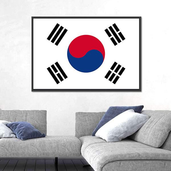 Flag Of South Korea Canvas Wall Art-3 Horizontal-Gallery Wrap-25" x 16"-Tiaracle