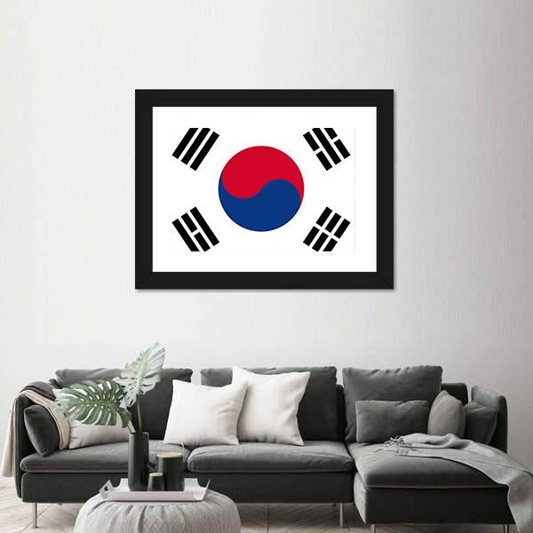 Flag Of South Korea Canvas Wall Art-3 Horizontal-Gallery Wrap-25" x 16"-Tiaracle