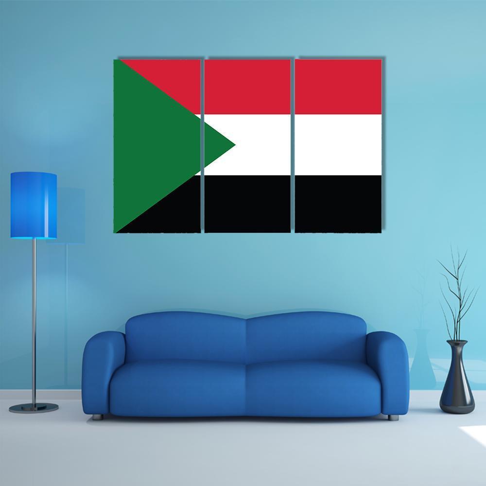 Flag Of Sudan Canvas Wall Art-3 Horizontal-Gallery Wrap-37" x 24"-Tiaracle