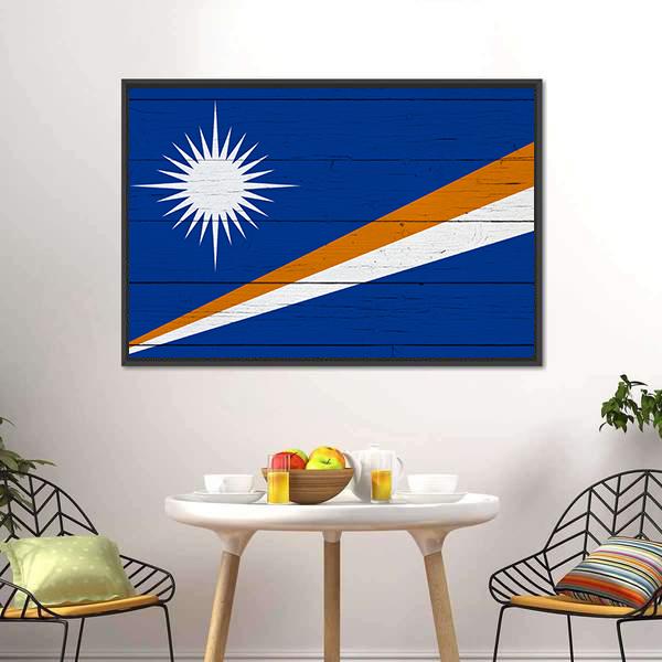 Flag Of The Marshall Islands Canvas Wall Art-3 Horizontal-Gallery Wrap-25" x 16"-Tiaracle