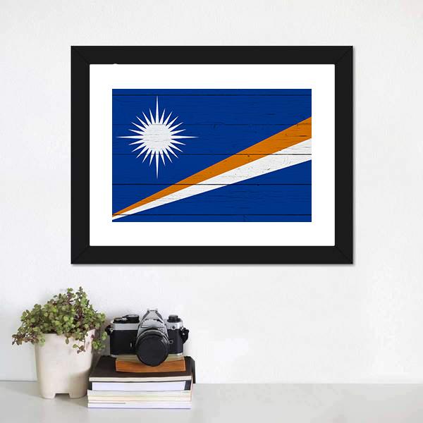 Flag Of The Marshall Islands Canvas Wall Art-1 Piece-Framed Print-20" x 16"-Tiaracle