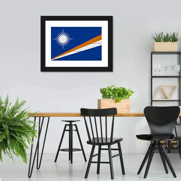 Flag Of The Marshall Islands Canvas Wall Art-3 Horizontal-Gallery Wrap-25" x 16"-Tiaracle