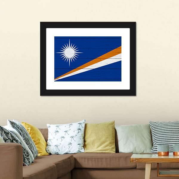 Flag Of The Marshall Islands Canvas Wall Art-3 Horizontal-Gallery Wrap-25" x 16"-Tiaracle