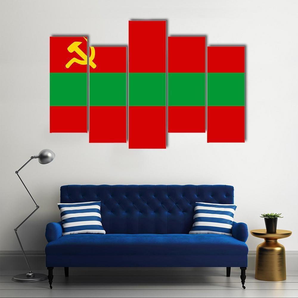 Flag Of Transnistria Canvas Wall Art-5 Pop-Gallery Wrap-47" x 32"-Tiaracle