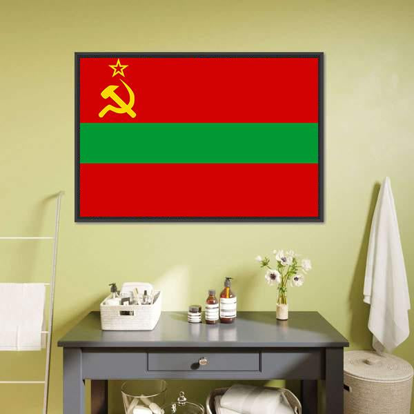 Flag Of Transnistria Canvas Wall Art-1 Piece-Floating Frame-24" x 16"-Tiaracle
