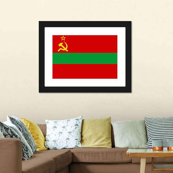 Flag Of Transnistria Canvas Wall Art-3 Horizontal-Gallery Wrap-25" x 16"-Tiaracle