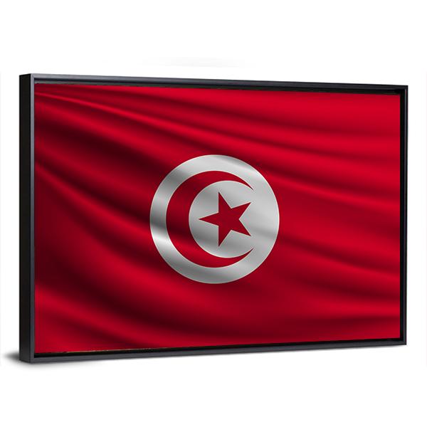 Flag Of Tunisia Canvas Wall Art-3 Horizontal-Gallery Wrap-25" x 16"-Tiaracle