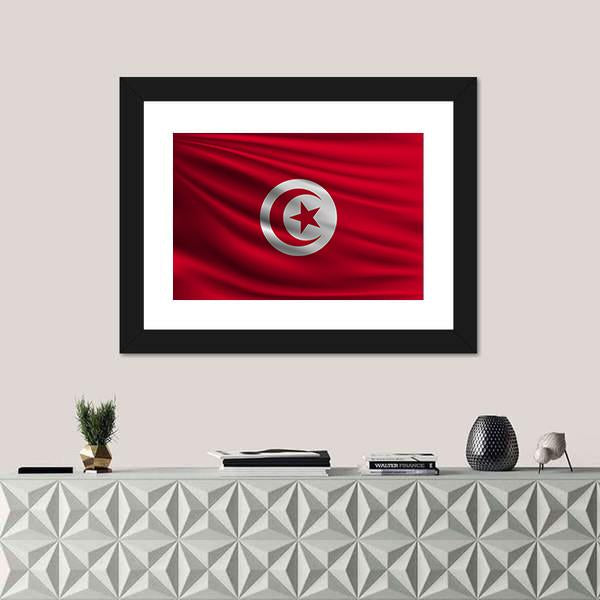 Flag Of Tunisia Canvas Wall Art-3 Horizontal-Gallery Wrap-25" x 16"-Tiaracle