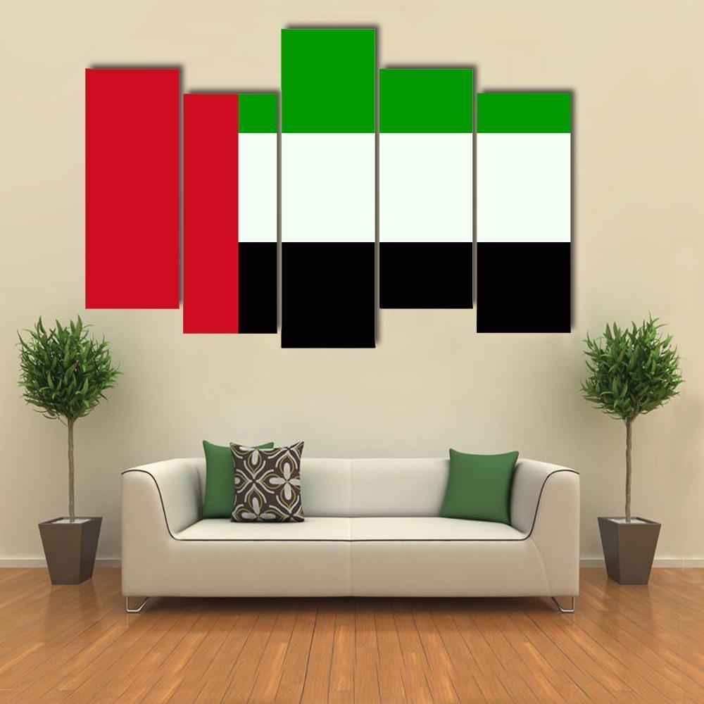 Flag Of United Arab Emirates Canvas Wall Art-5 Pop-Gallery Wrap-47" x 32"-Tiaracle