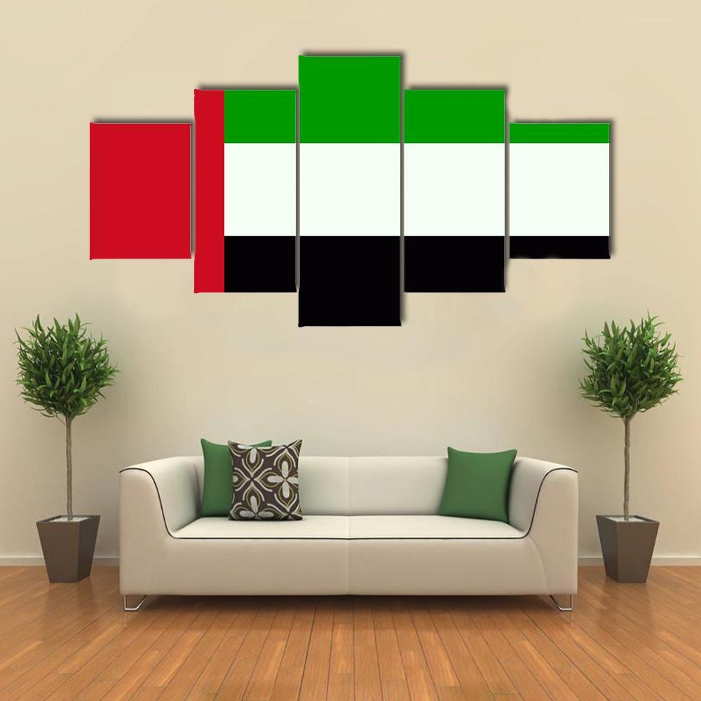 Flag Of United Arab Emirates Canvas Wall Art-5 Star-Gallery Wrap-62" x 32"-Tiaracle