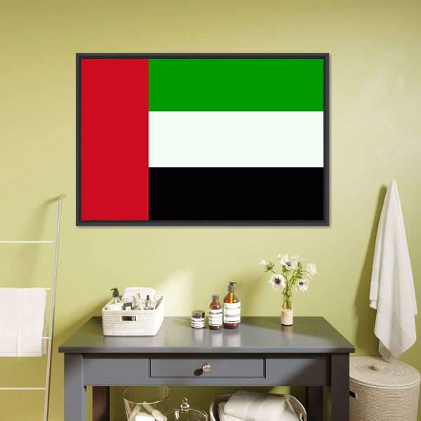 Flag Of United Arab Emirates Canvas Wall Art-1 Piece-Floating Frame-24" x 16"-Tiaracle