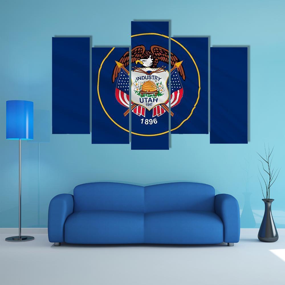 Flag Of Utah Canvas Wall Art-5 Pop-Gallery Wrap-47" x 32"-Tiaracle