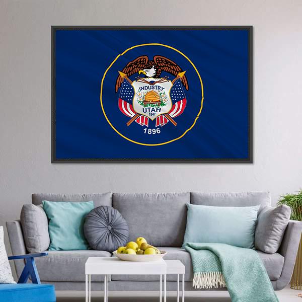 Flag Of Utah Canvas Wall Art-3 Horizontal-Gallery Wrap-25" x 16"-Tiaracle