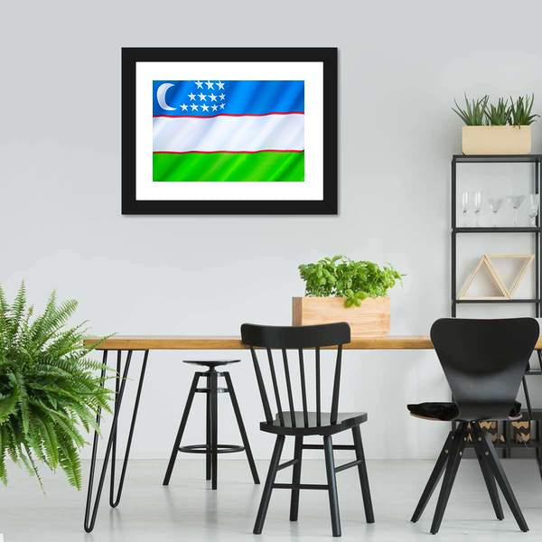 Flag Of Uzbekistan Canvas Wall Art-3 Horizontal-Gallery Wrap-25" x 16"-Tiaracle