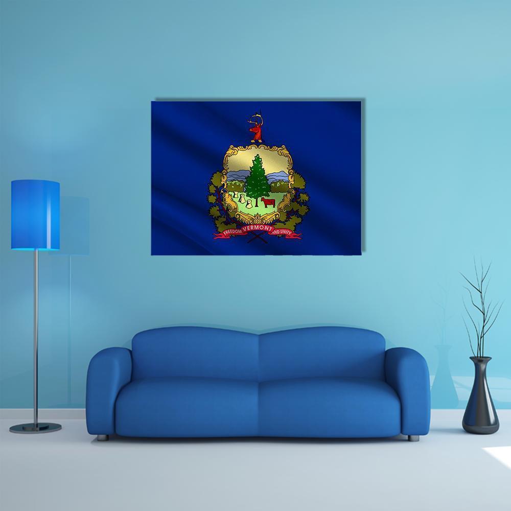 Flag Of Vermont Canvas Wall Art-1 Piece-Gallery Wrap-48" x 32"-Tiaracle