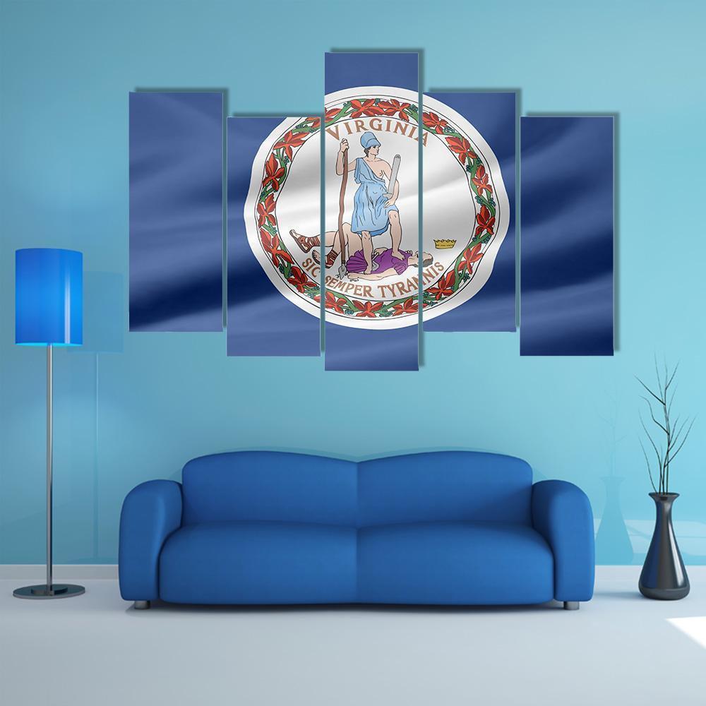 Flag Of Virginia Canvas Wall Art-5 Pop-Gallery Wrap-47" x 32"-Tiaracle