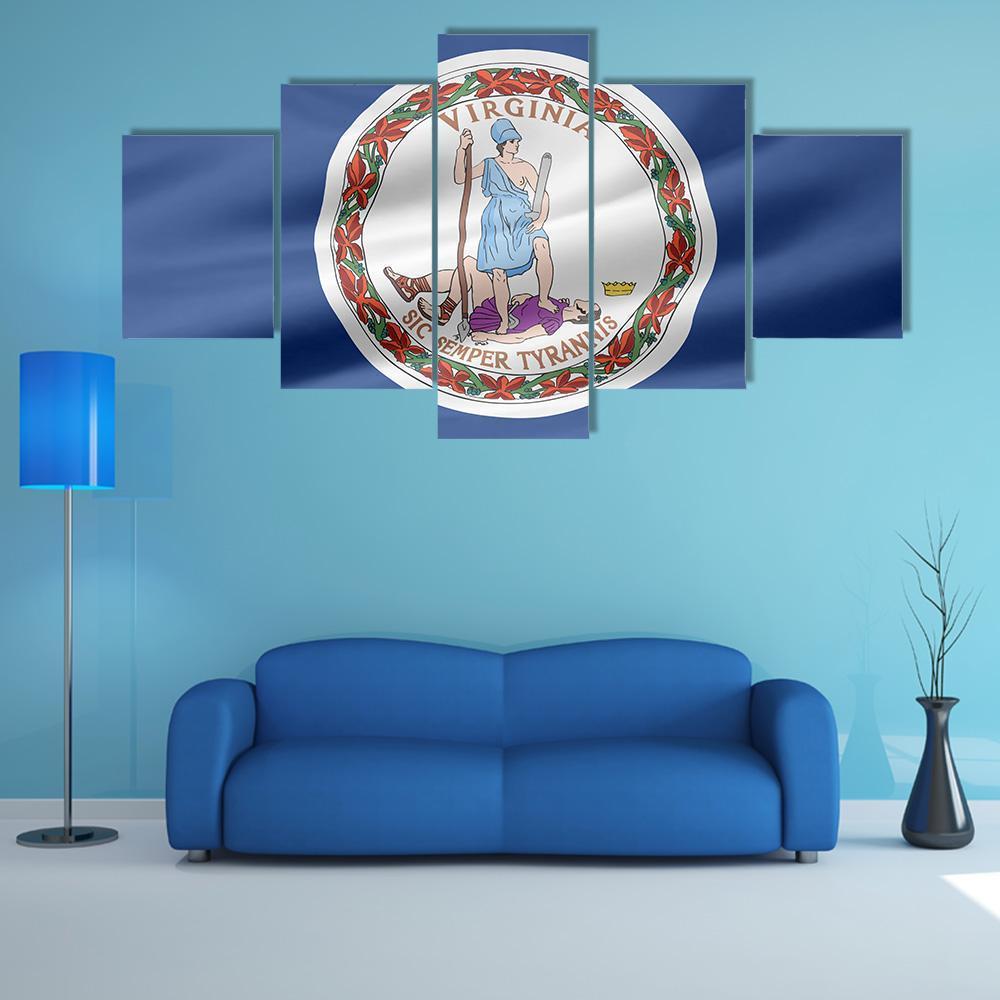 Flag Of Virginia Canvas Wall Art-5 Star-Gallery Wrap-62" x 32"-Tiaracle