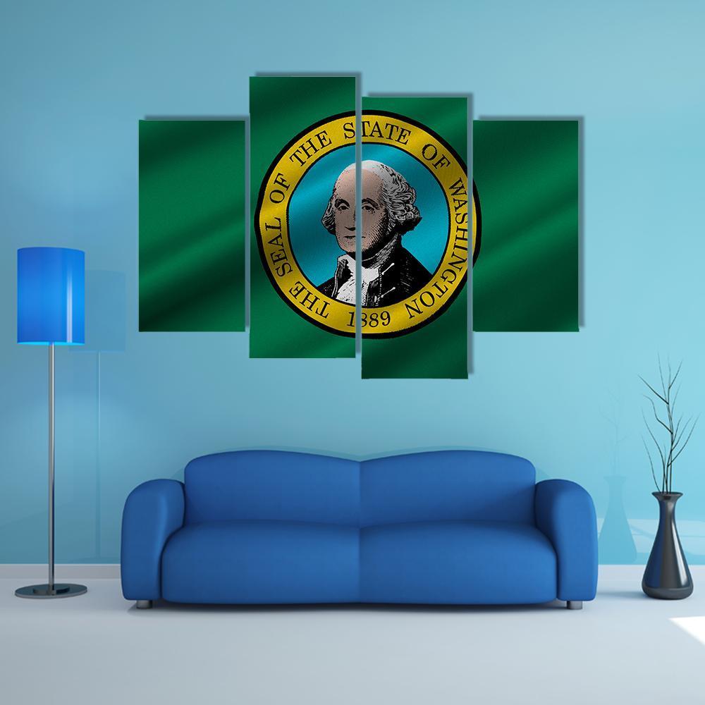 Flag Of Washington Canvas Wall Art-4 Pop-Gallery Wrap-50" x 32"-Tiaracle