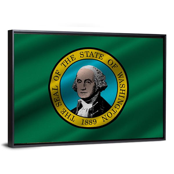 Flag Of Washington Canvas Wall Art-3 Horizontal-Gallery Wrap-25" x 16"-Tiaracle