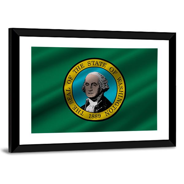 Flag Of Washington Canvas Wall Art-3 Horizontal-Gallery Wrap-25" x 16"-Tiaracle