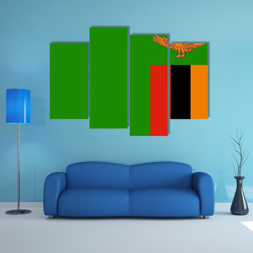 Flag Of Zambia Canvas Wall Art-4 Pop-Gallery Wrap-50" x 32"-Tiaracle