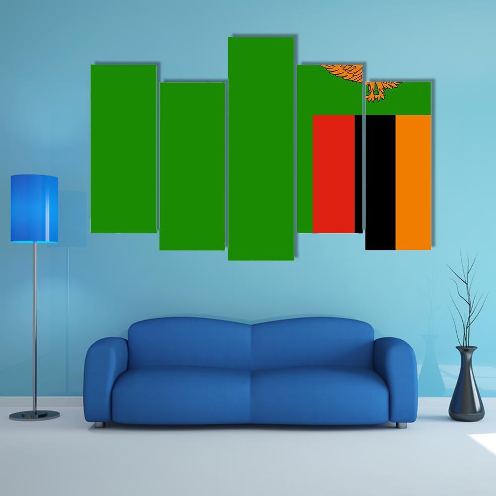 Flag Of Zambia Canvas Wall Art-5 Pop-Gallery Wrap-47" x 32"-Tiaracle