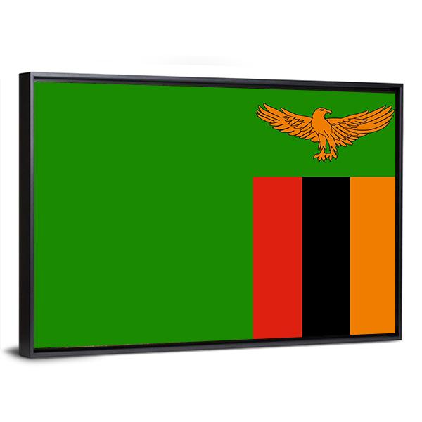 Flag Of Zambia Canvas Wall Art-3 Horizontal-Gallery Wrap-25" x 16"-Tiaracle