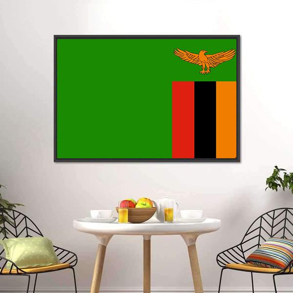 Flag Of Zambia Canvas Wall Art-3 Horizontal-Gallery Wrap-25" x 16"-Tiaracle