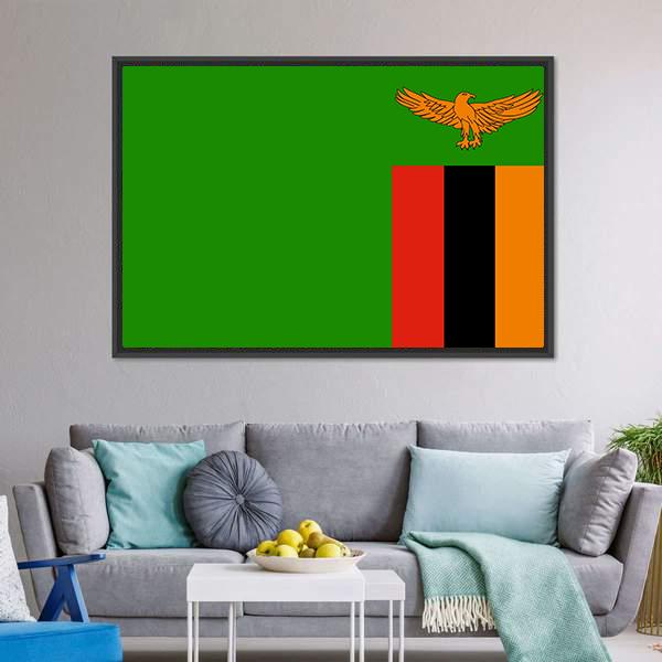 Flag Of Zambia Canvas Wall Art-3 Horizontal-Gallery Wrap-25" x 16"-Tiaracle