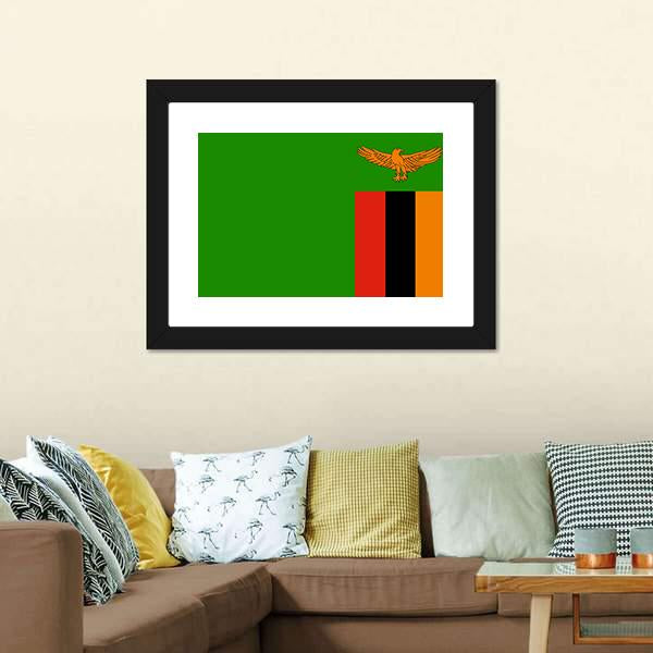 Flag Of Zambia Canvas Wall Art-3 Horizontal-Gallery Wrap-25" x 16"-Tiaracle
