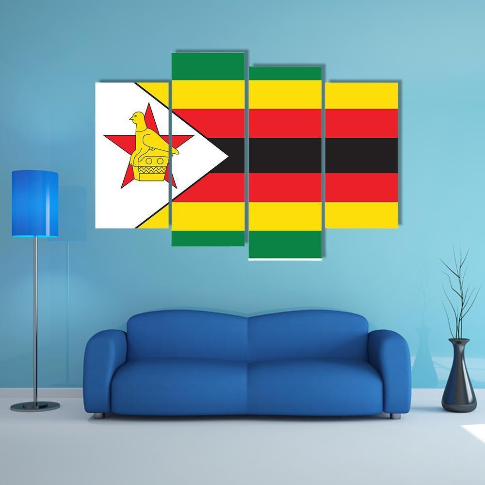 Flag Of Zimbabwe Canvas Wall Art-4 Pop-Gallery Wrap-50" x 32"-Tiaracle