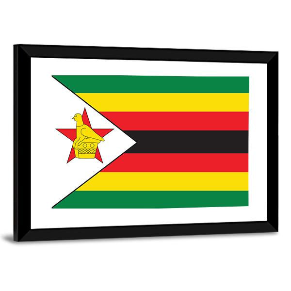 Flag Of Zimbabwe Canvas Wall Art-3 Horizontal-Gallery Wrap-25" x 16"-Tiaracle
