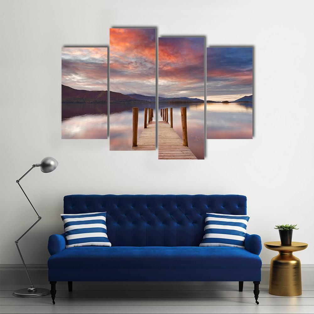 Flooded Jetty In Water Canvas Wall Art-4 Pop-Gallery Wrap-50" x 32"-Tiaracle