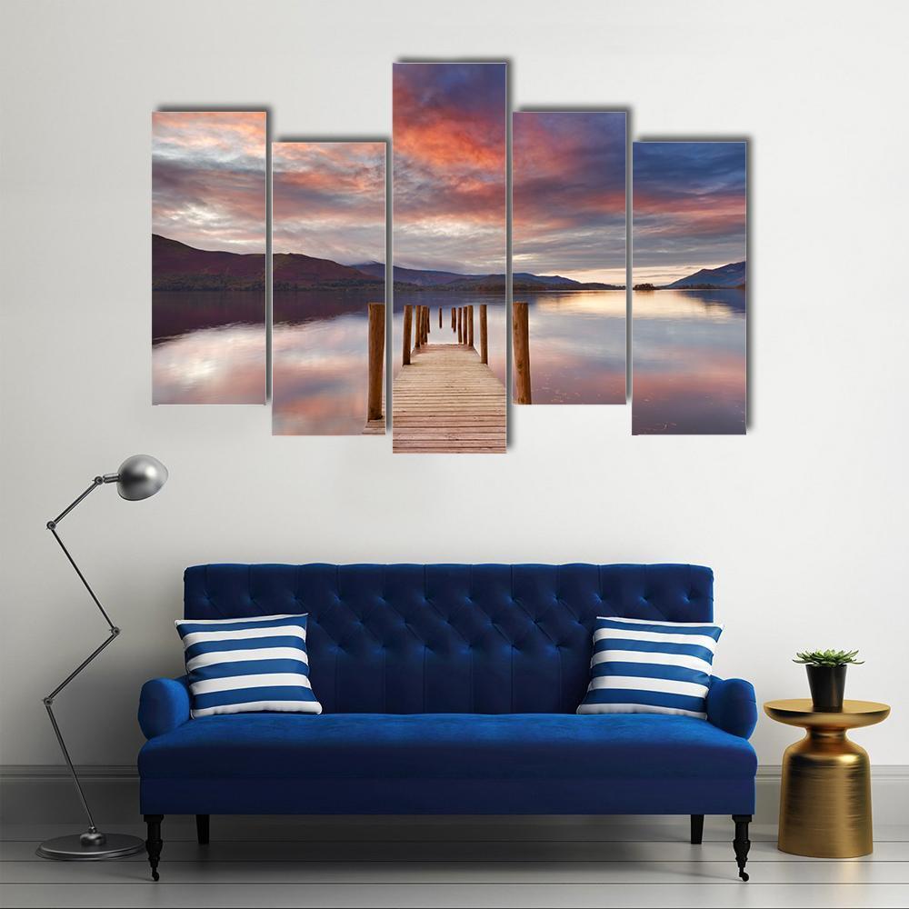 Flooded Jetty In Water Canvas Wall Art-5 Pop-Gallery Wrap-47" x 32"-Tiaracle