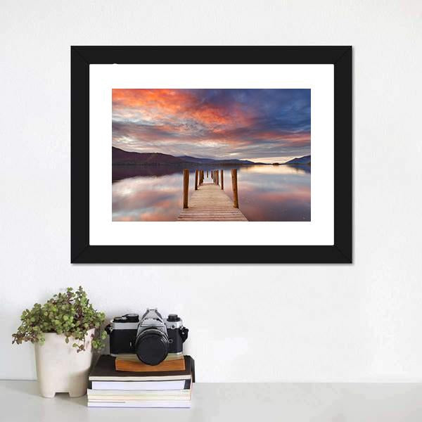 Flooded Jetty In Water Canvas Wall Art-1 Piece-Framed Print-20" x 16"-Tiaracle