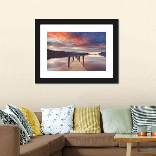 Flooded Jetty In Water Canvas Wall Art-3 Horizontal-Gallery Wrap-25" x 16"-Tiaracle