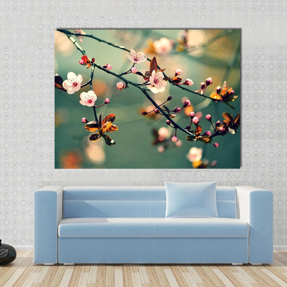 Flowering Japanese Cherry Canvas Wall Art-1 Piece-Gallery Wrap-48" x 32"-Tiaracle