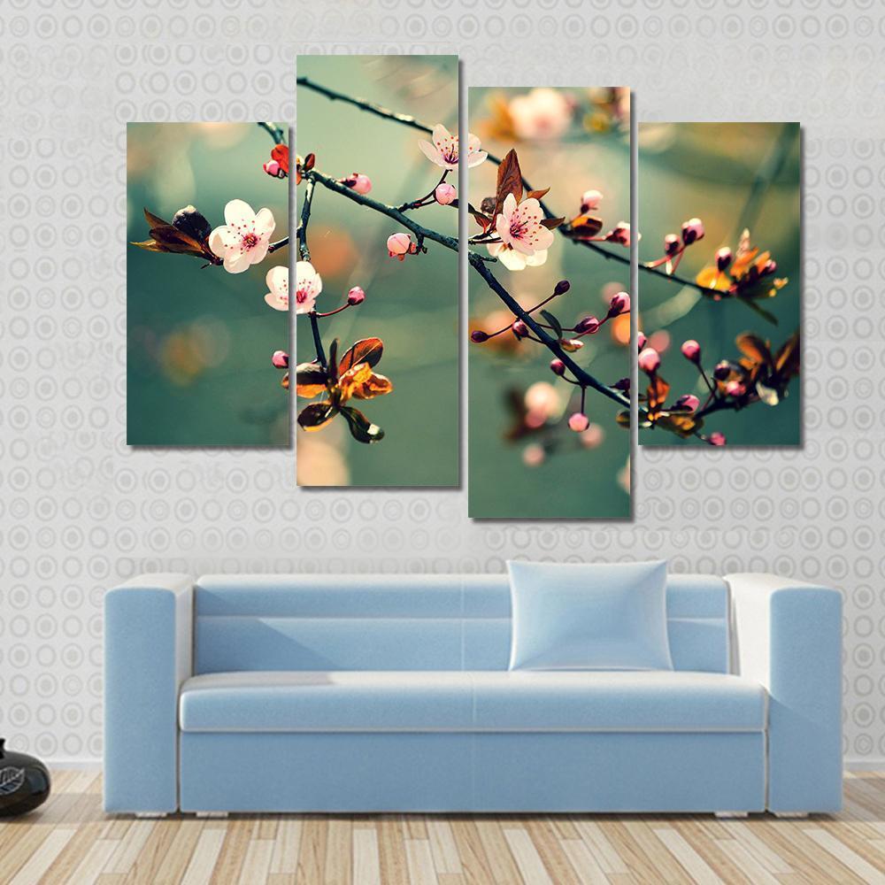 Flowering Japanese Cherry Canvas Wall Art-4 Pop-Gallery Wrap-50" x 32"-Tiaracle