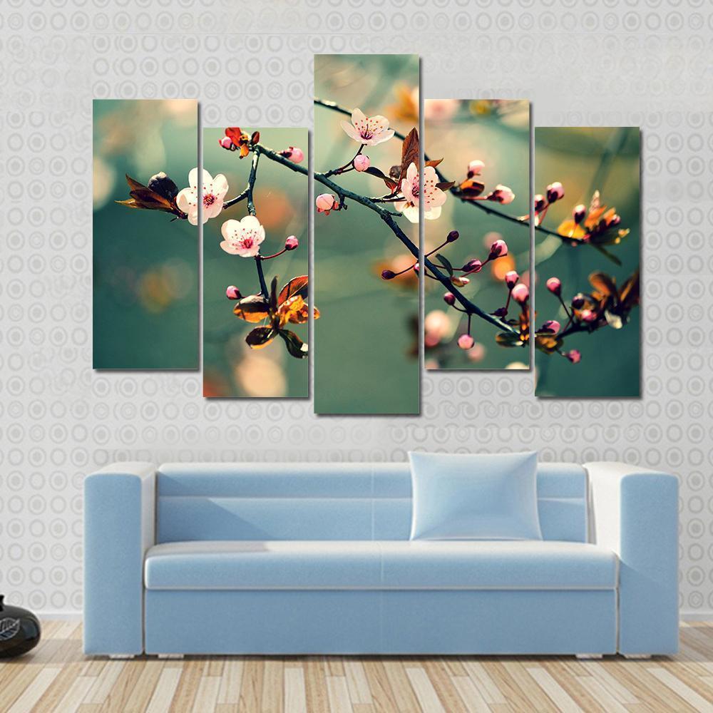 Flowering Japanese Cherry Canvas Wall Art-5 Pop-Gallery Wrap-47" x 32"-Tiaracle