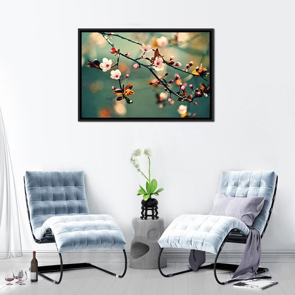 Flowering Japanese Cherry Canvas Wall Art-3 Horizontal-Gallery Wrap-25" x 16"-Tiaracle