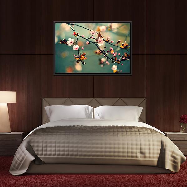 Flowering Japanese Cherry Canvas Wall Art-3 Horizontal-Gallery Wrap-25" x 16"-Tiaracle