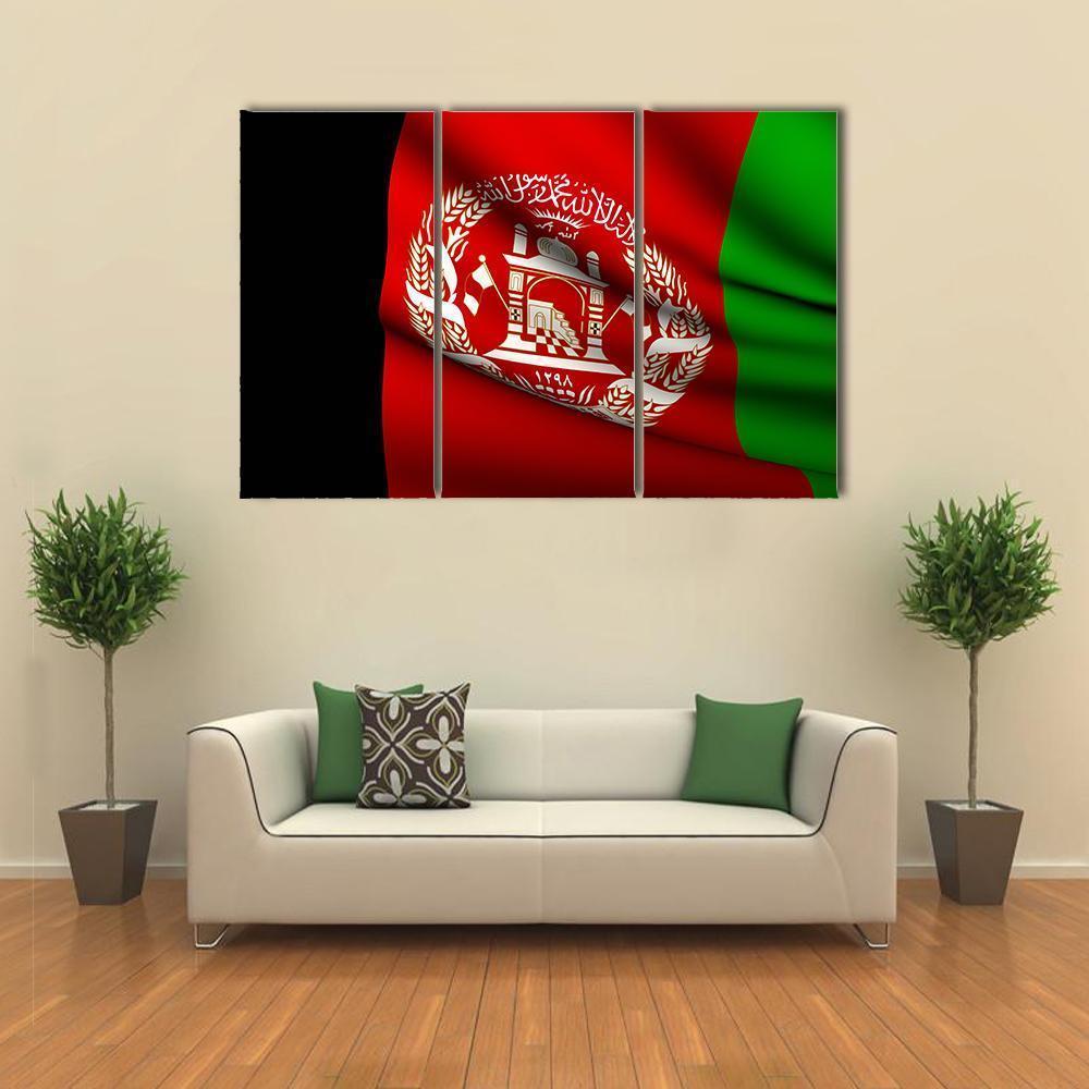 Flying Afghanistan Flag Canvas Wall Art-3 Horizontal-Gallery Wrap-37" x 24"-Tiaracle