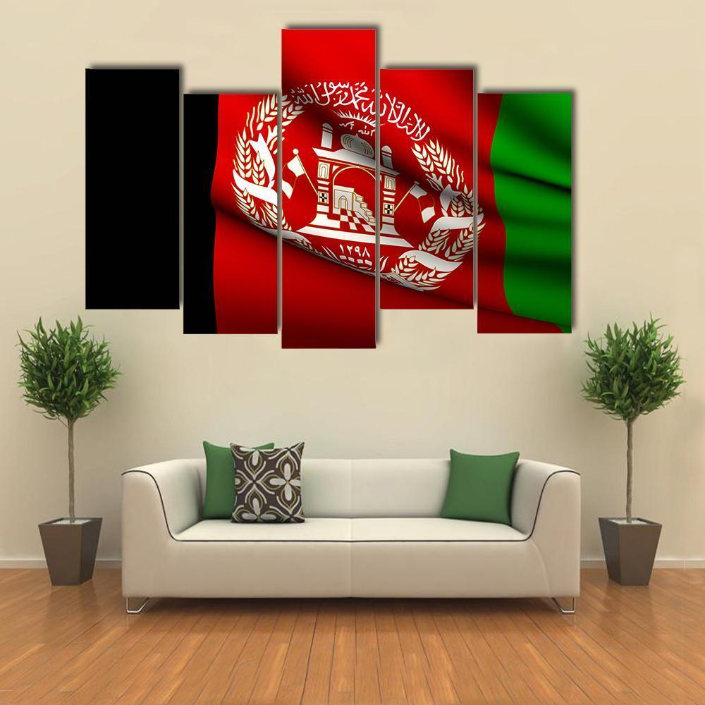 Flying Afghanistan Flag Canvas Wall Art-5 Pop-Gallery Wrap-47" x 32"-Tiaracle