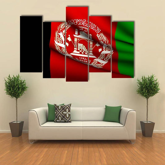 Flying Afghanistan Flag Canvas Wall Art-5 Pop-Gallery Wrap-47" x 32"-Tiaracle
