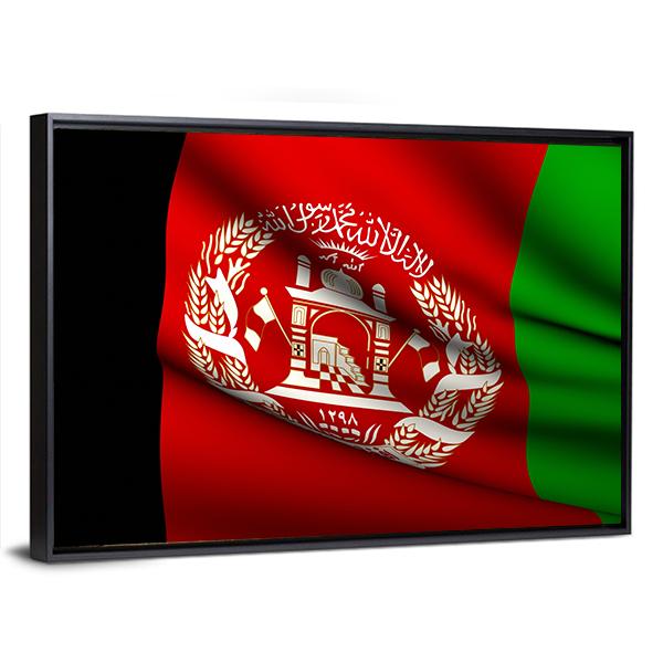 Flying Afghanistan Flag Canvas Wall Art-3 Horizontal-Gallery Wrap-25" x 16"-Tiaracle