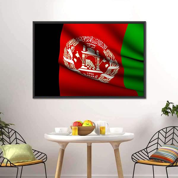 Flying Afghanistan Flag Canvas Wall Art-3 Horizontal-Gallery Wrap-25" x 16"-Tiaracle