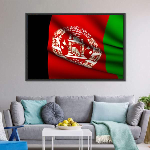 Flying Afghanistan Flag Canvas Wall Art-3 Horizontal-Gallery Wrap-25" x 16"-Tiaracle