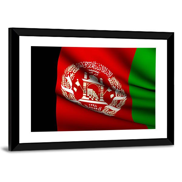 Flying Afghanistan Flag Canvas Wall Art-3 Horizontal-Gallery Wrap-25" x 16"-Tiaracle