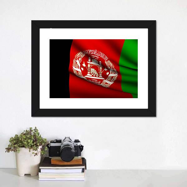 Flying Afghanistan Flag Canvas Wall Art-1 Piece-Framed Print-20" x 16"-Tiaracle
