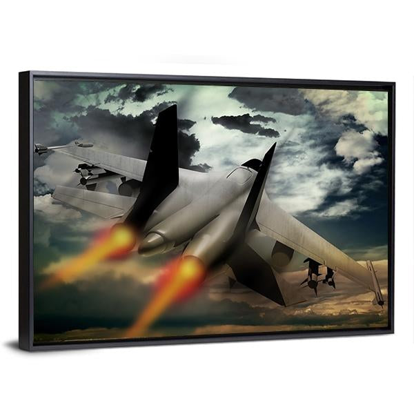 Flying Fighter Jet Canvas Wall Art-3 Horizontal-Gallery Wrap-25" x 16"-Tiaracle